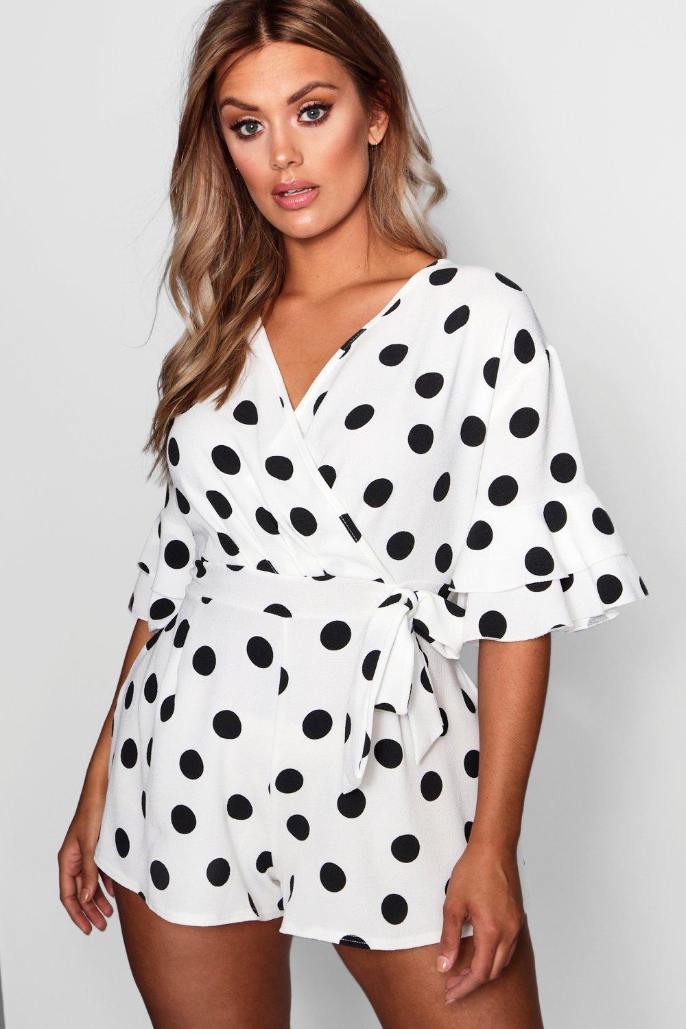 boohoo polka dot playsuit