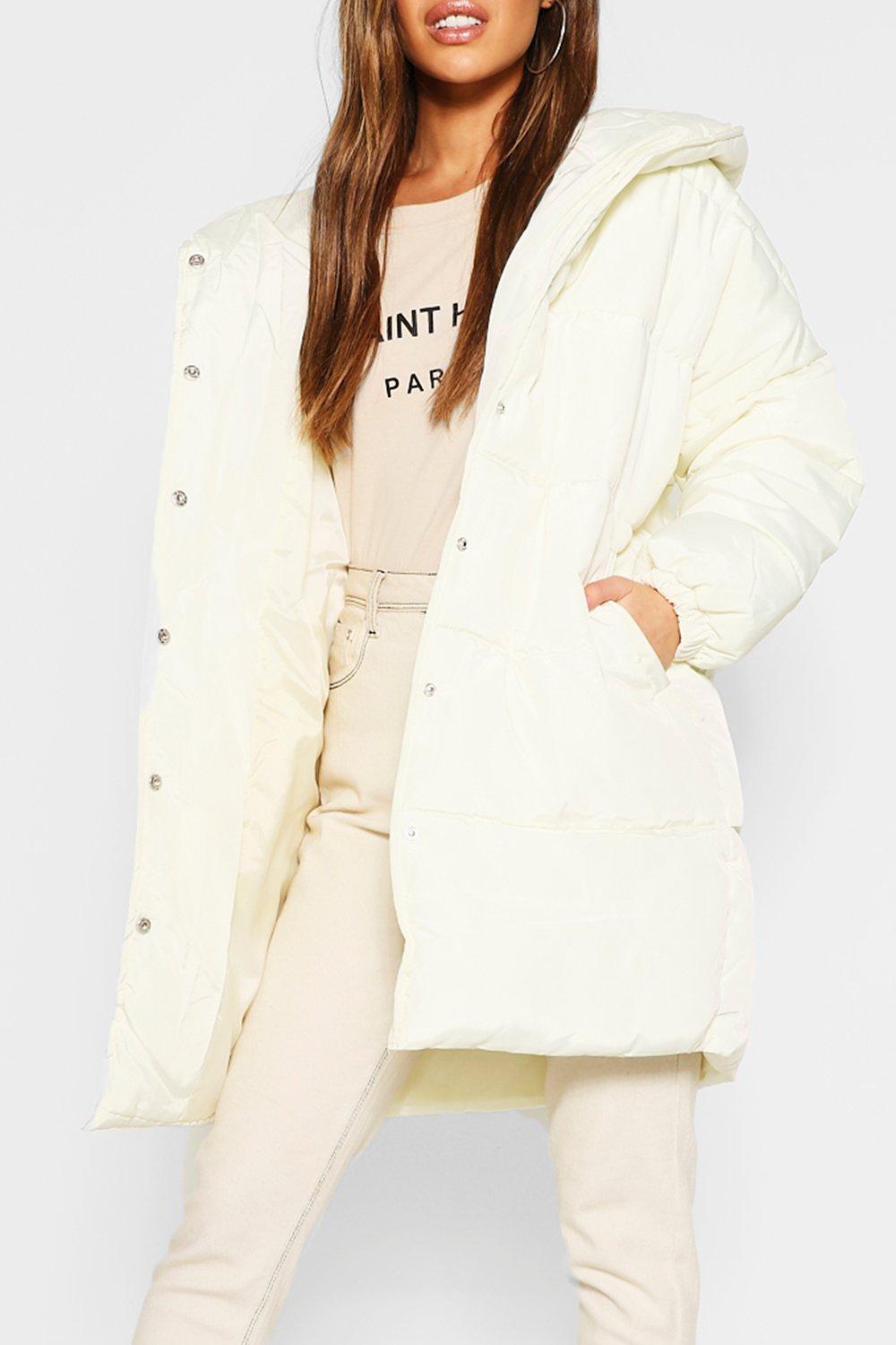 Petite Hooded Dip Back Padded Coat