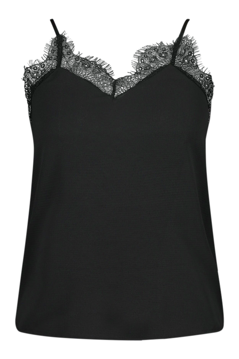 Black Plus Lace Detail Woven Cami Top