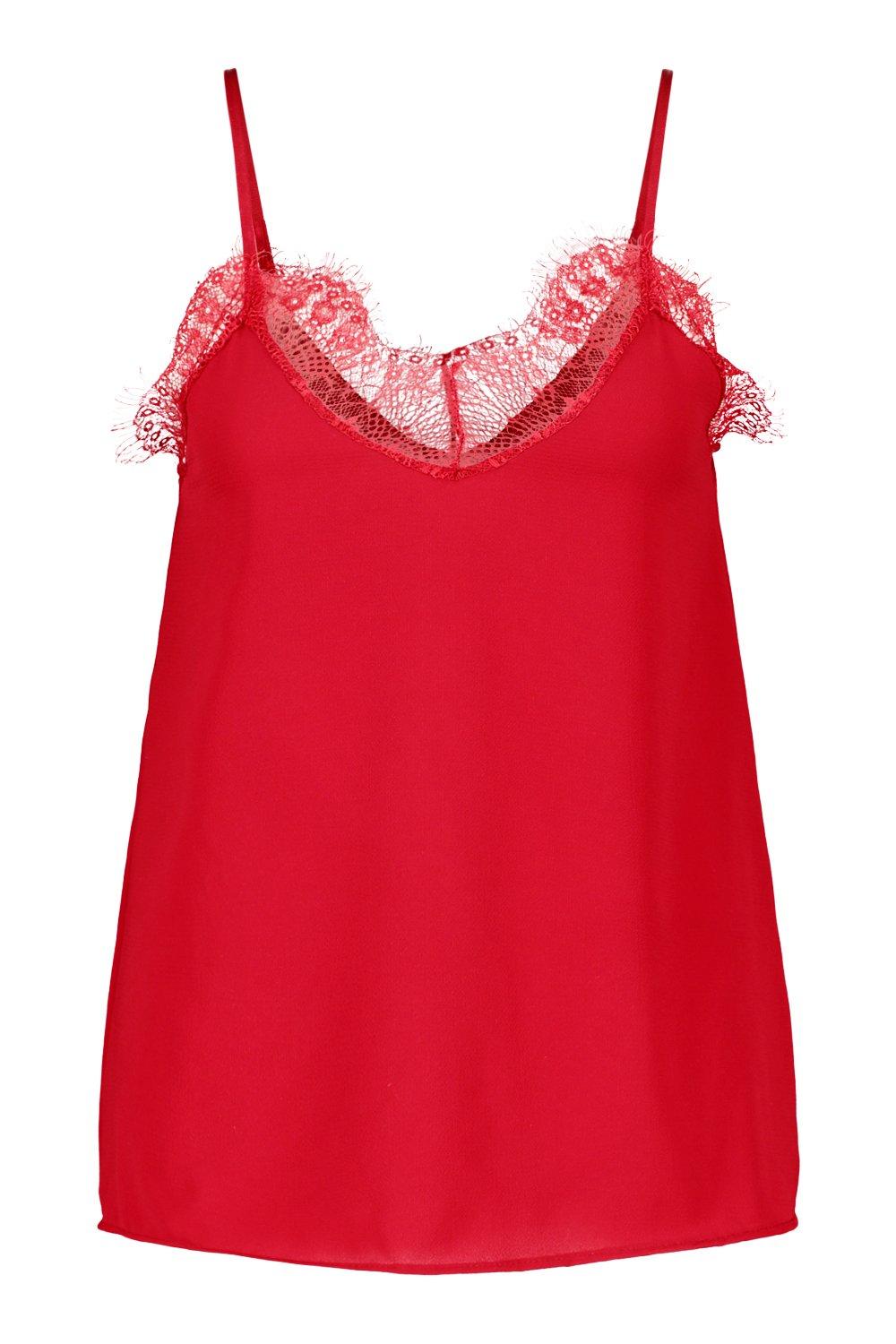 Plus Lace Detail Woven Cami Top