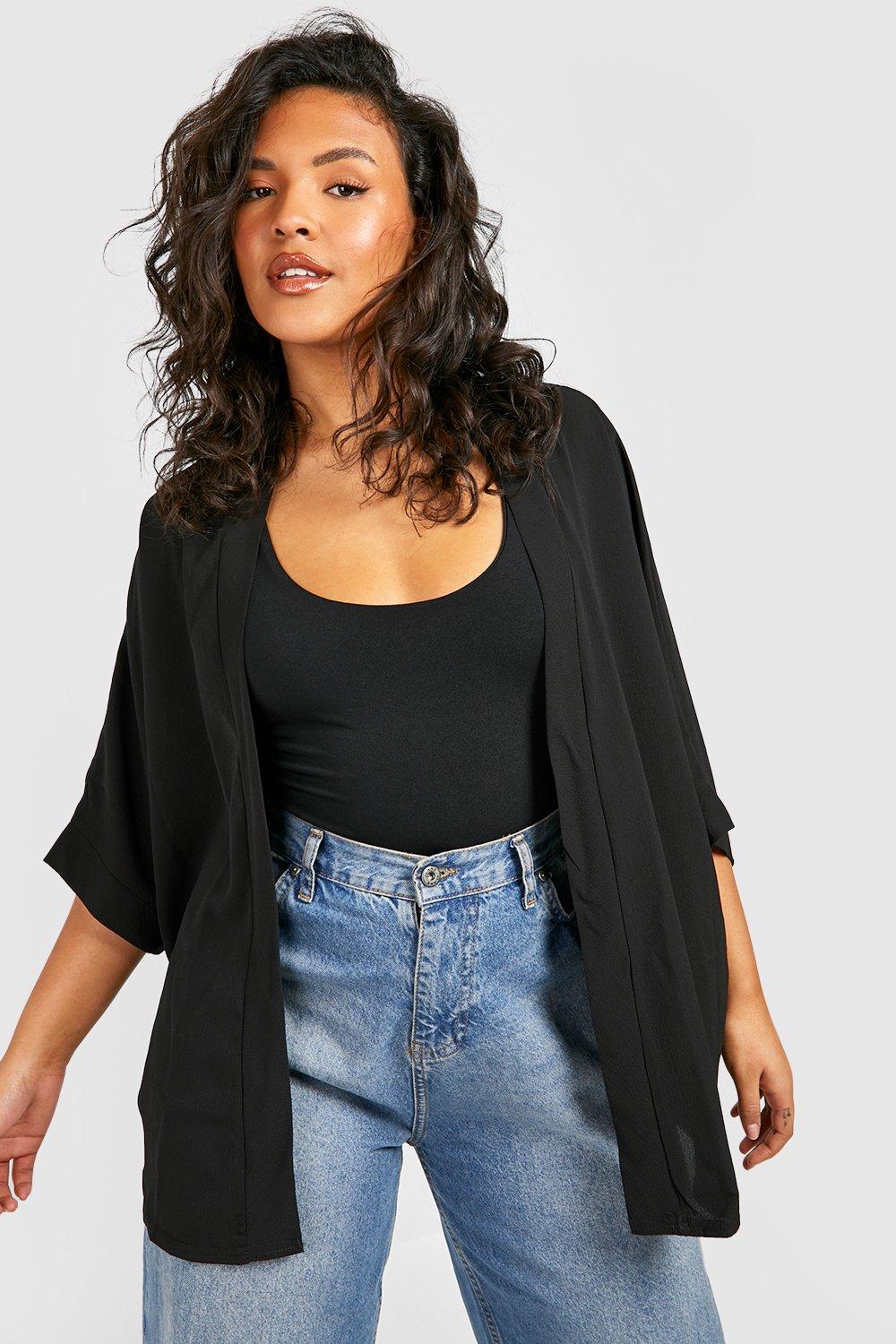 Plus size black store kimono cover up