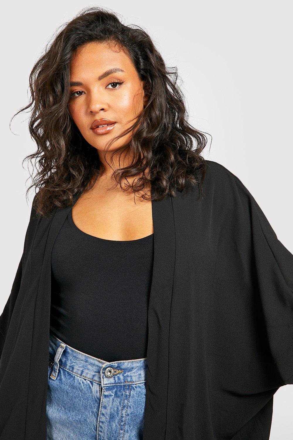 Black Plus Woven Kimono boohoo UK