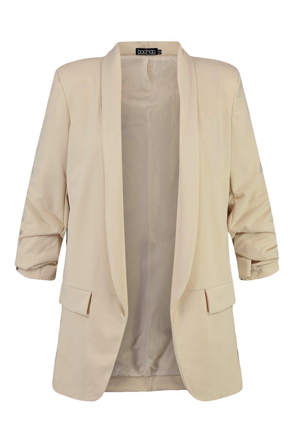 Boohoo ruched sleeve clearance blazer