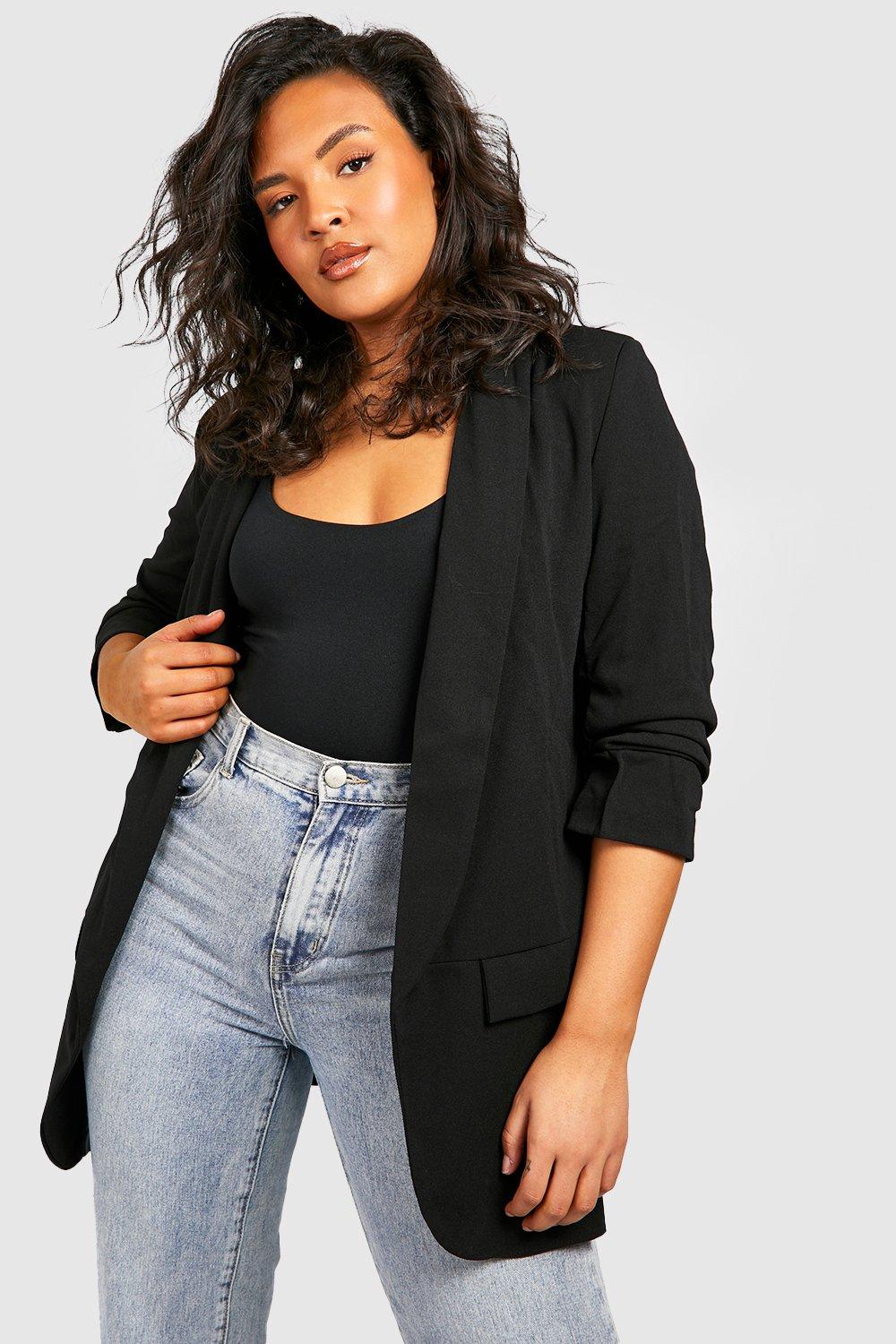 Boohoo ruched clearance sleeve blazer