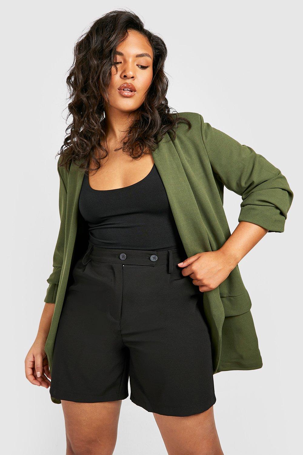 Plus Ruched Sleeve Blazer boohoo