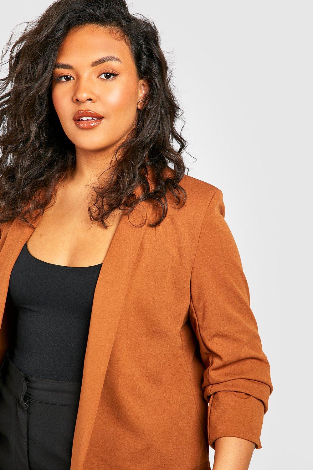 Ruched Sleeve Blazer