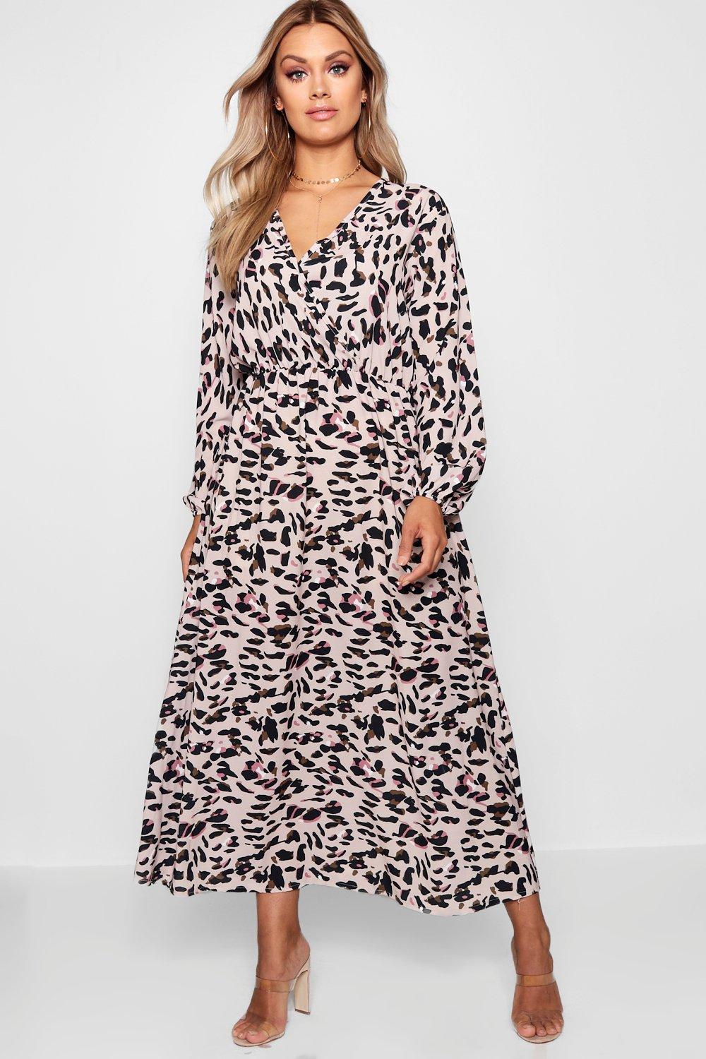 boohoo plus leopard midi dress