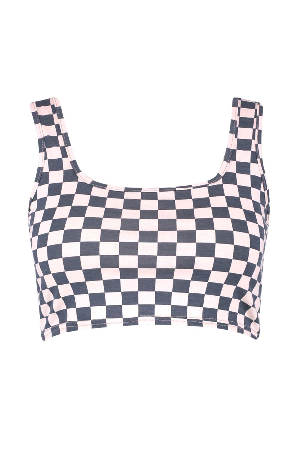 checkerboard crop hoodie