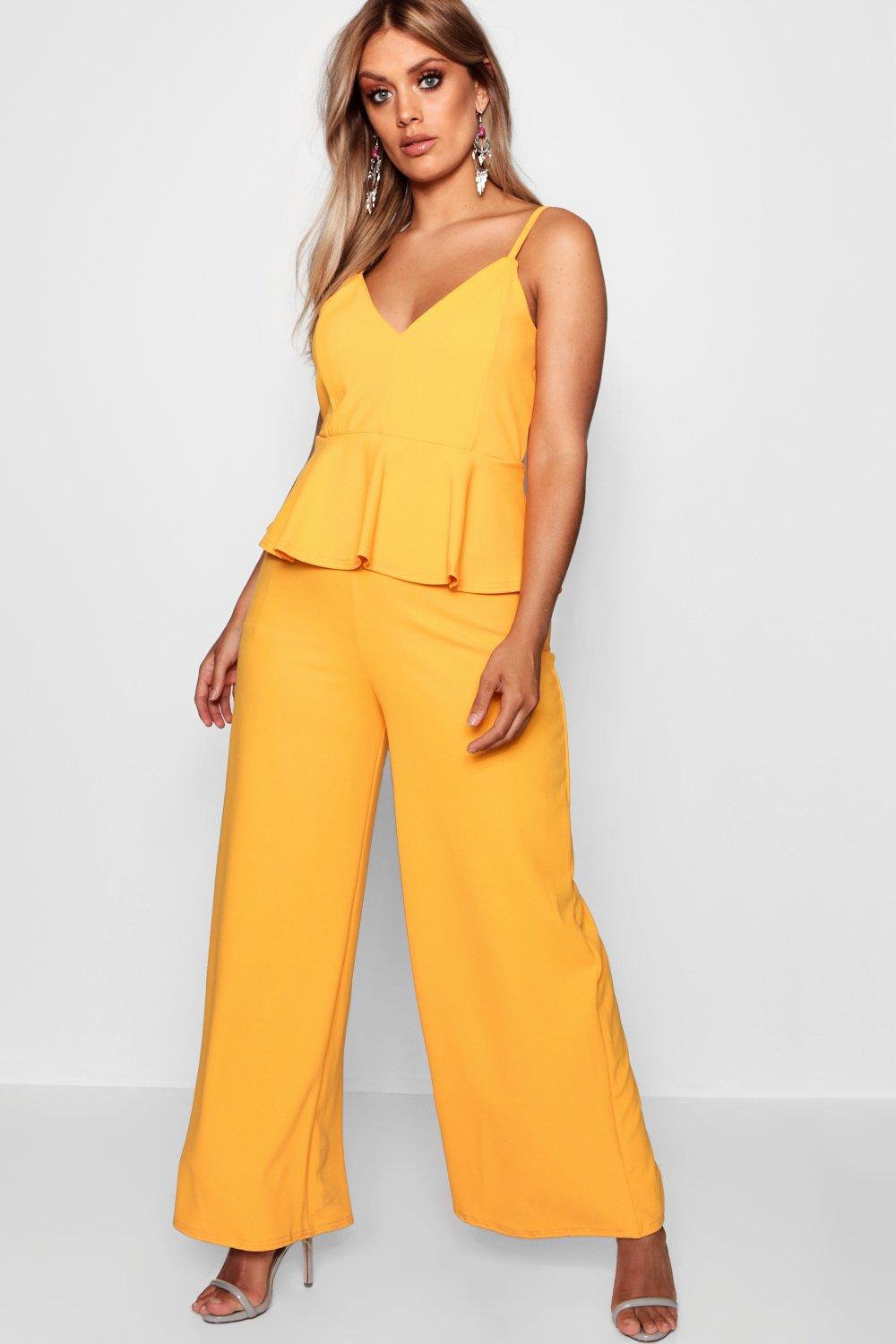 boohoo orange jumpsuit