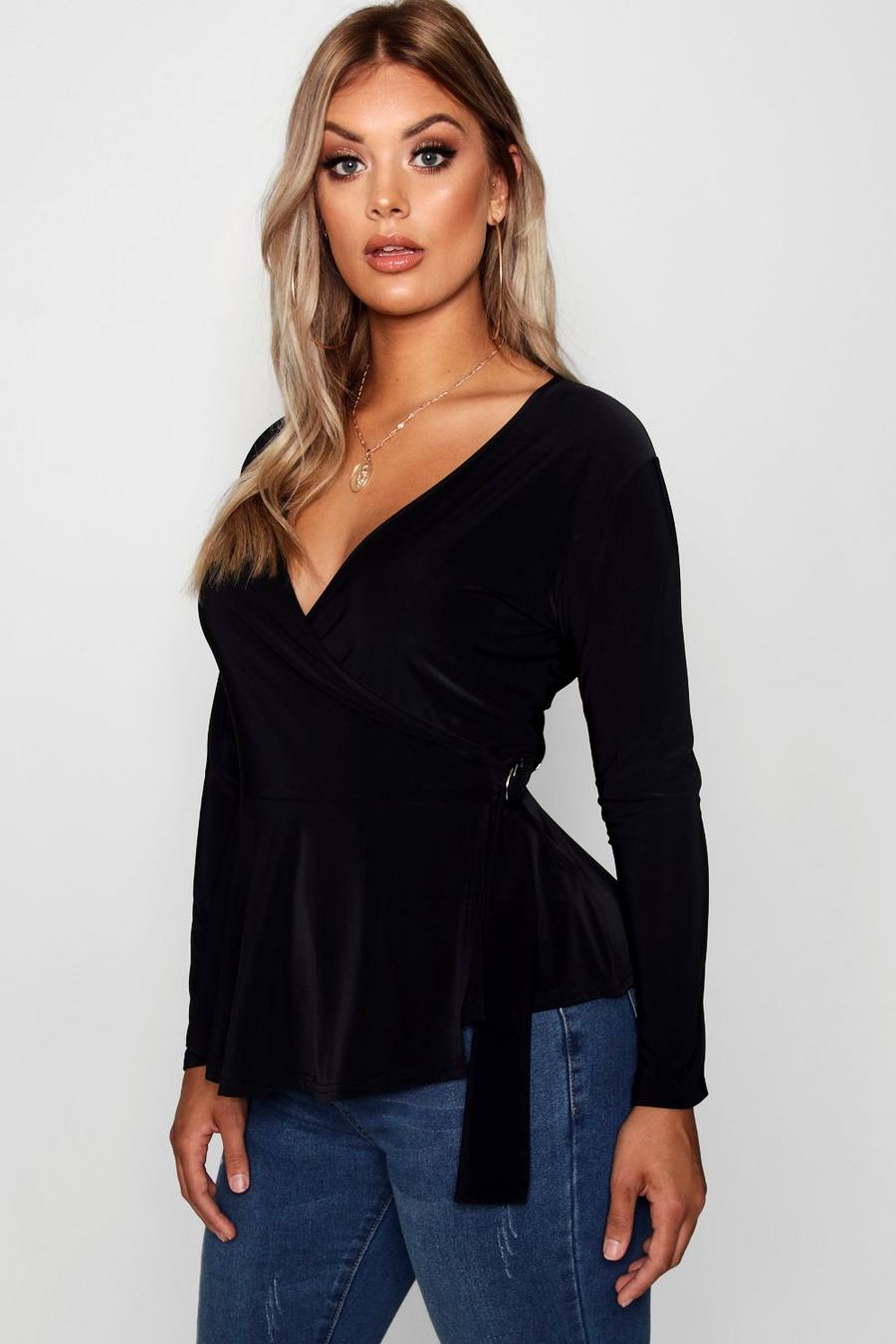 Plus O Ring Slinky Frill Wrap Top