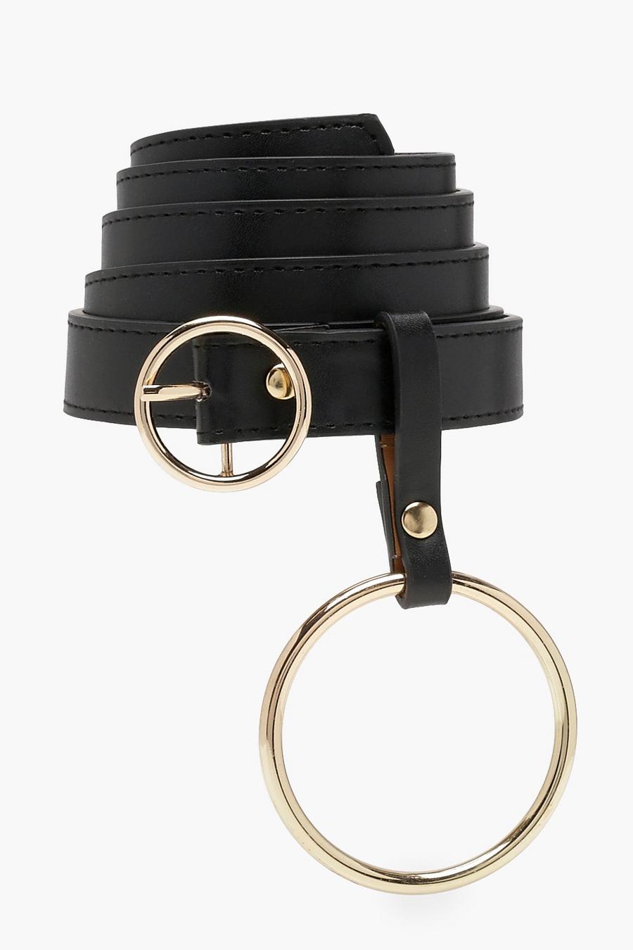 Gold metallizzato Plus  Double O Ring Boyfriend Belt image number 1