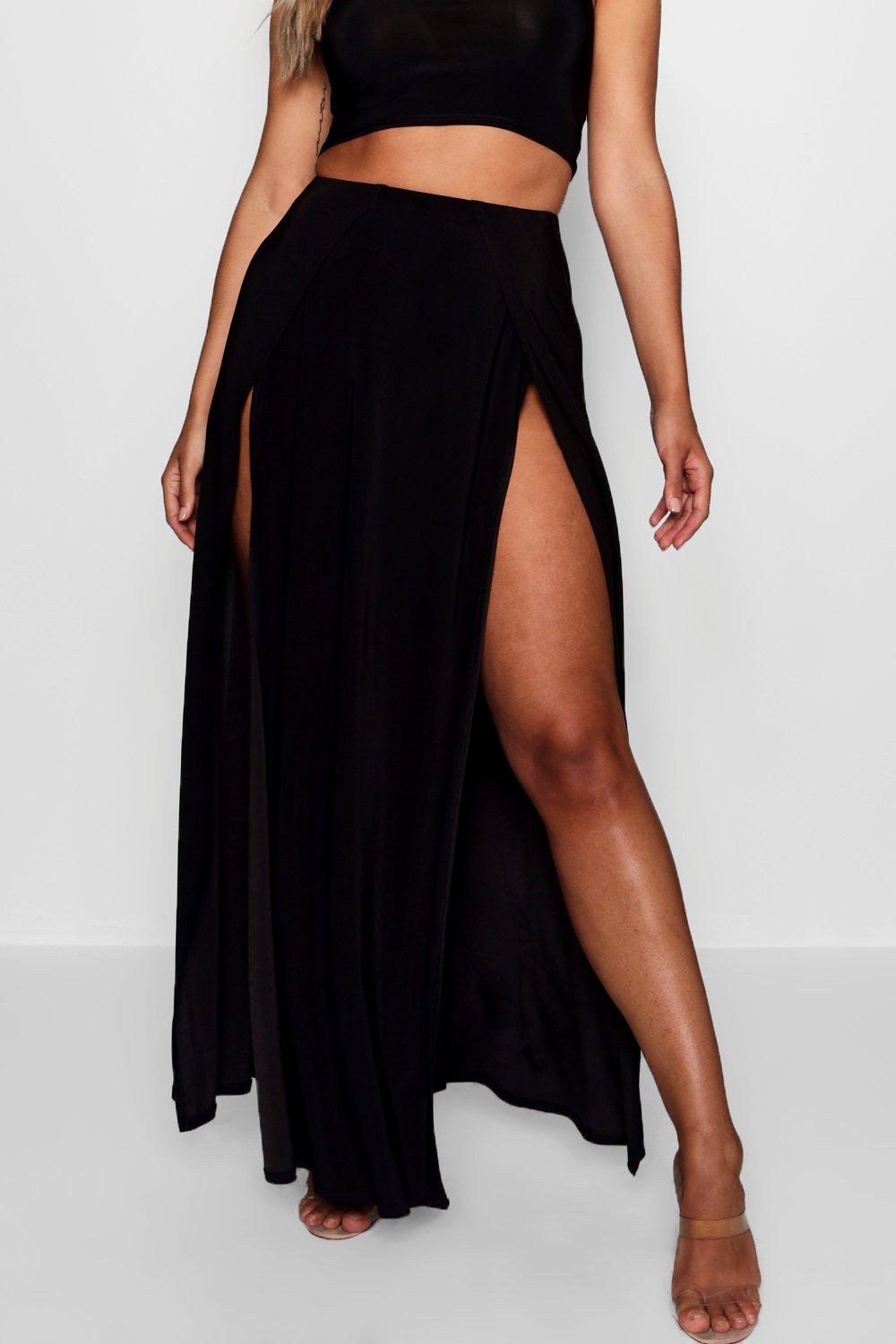 Double slit 2024 midi skirt