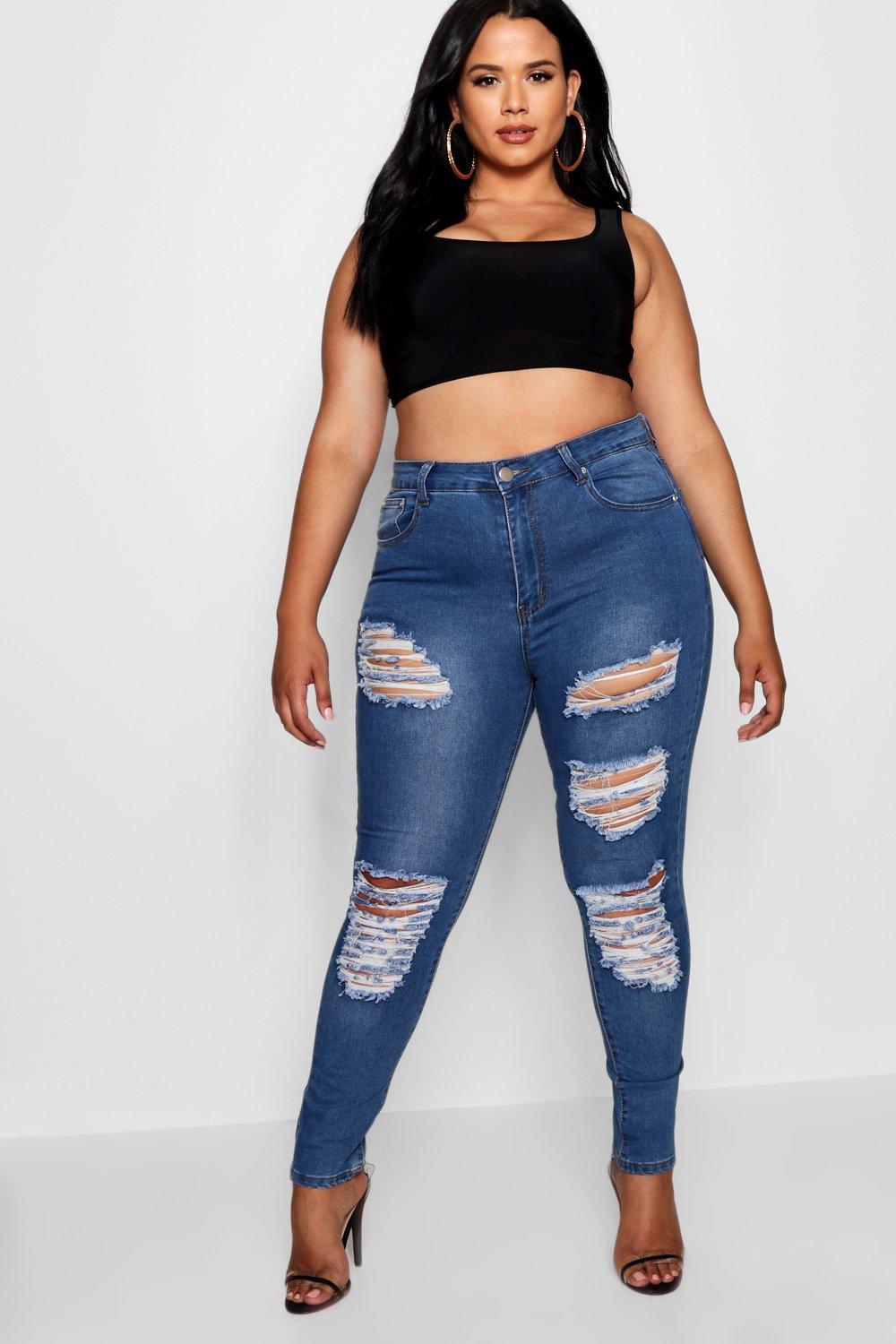 plus size ripped jeans uk