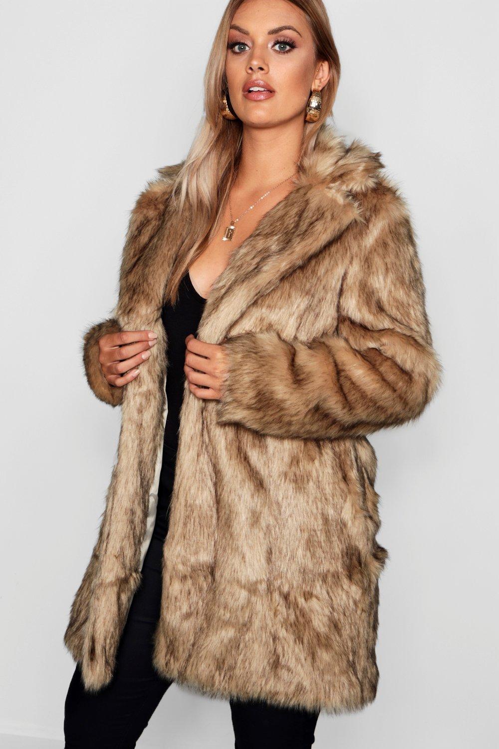 beige fur coat