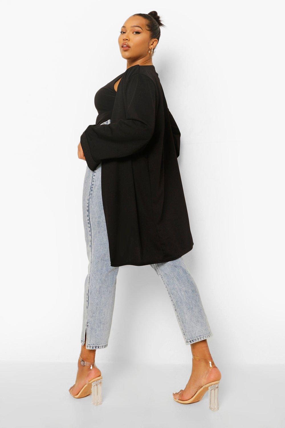 Plus Crepe Kimono Sleeve Duster Coat boohoo UK