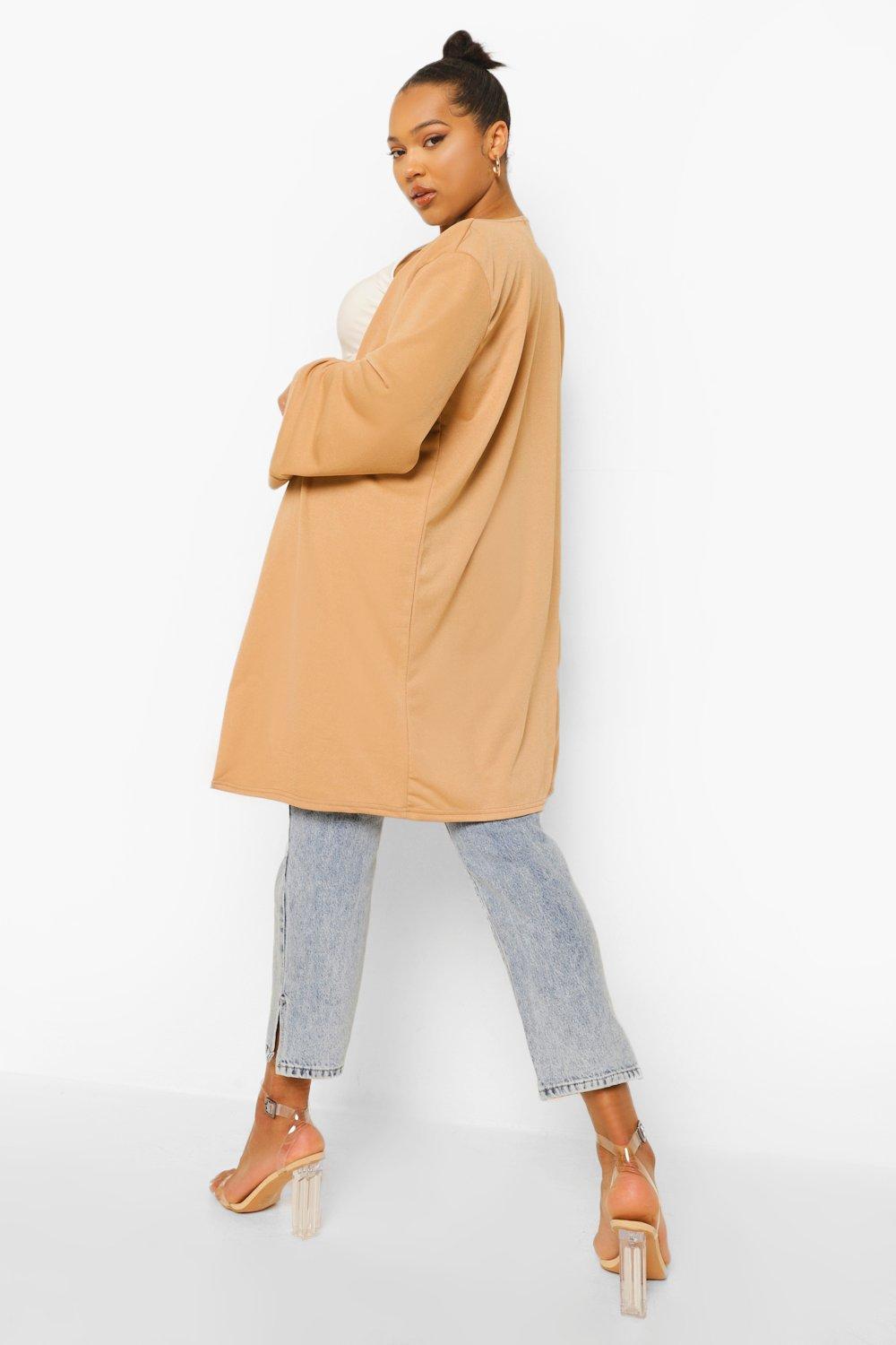 Plus Crepe Kimono Sleeve Duster Coat