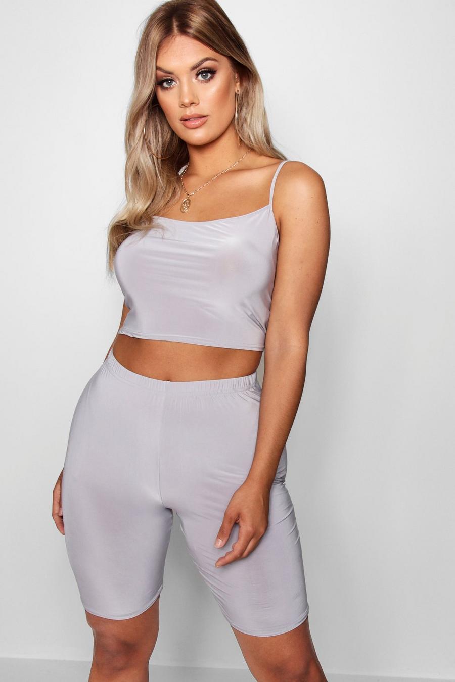 Plus Slinky Bralet Crop & Cycle Short Co-ord image number 1