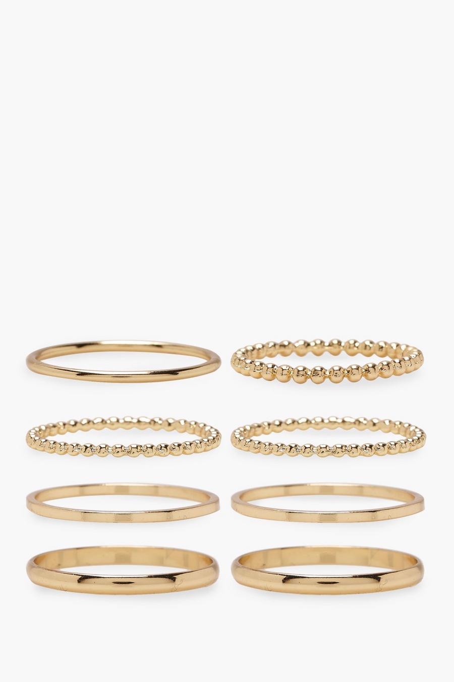 Plus confezione con set otto anelli basic, Oro metallic