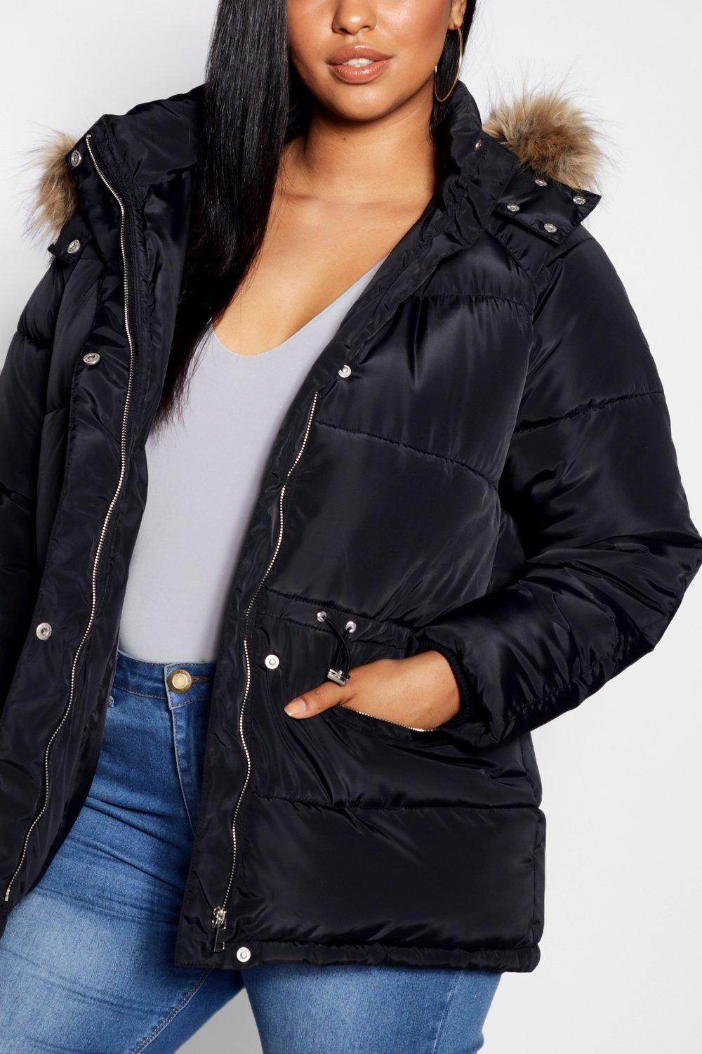 boohoo puffer jacket black