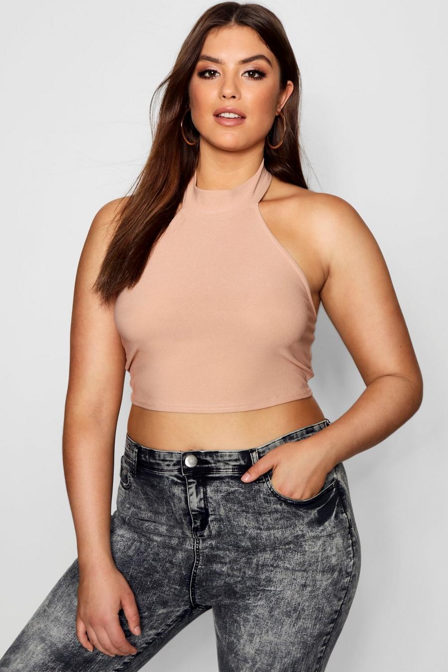 Plus High Neck Racer Crop Top image number 1