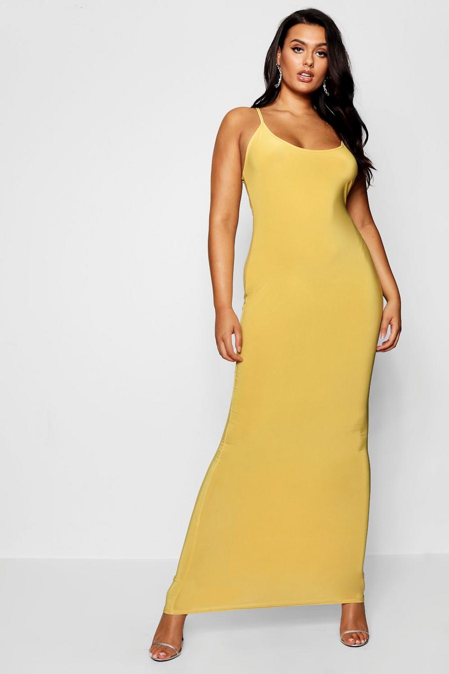 Mustard Plus Slinky Strappy Maxi Dress image number 1