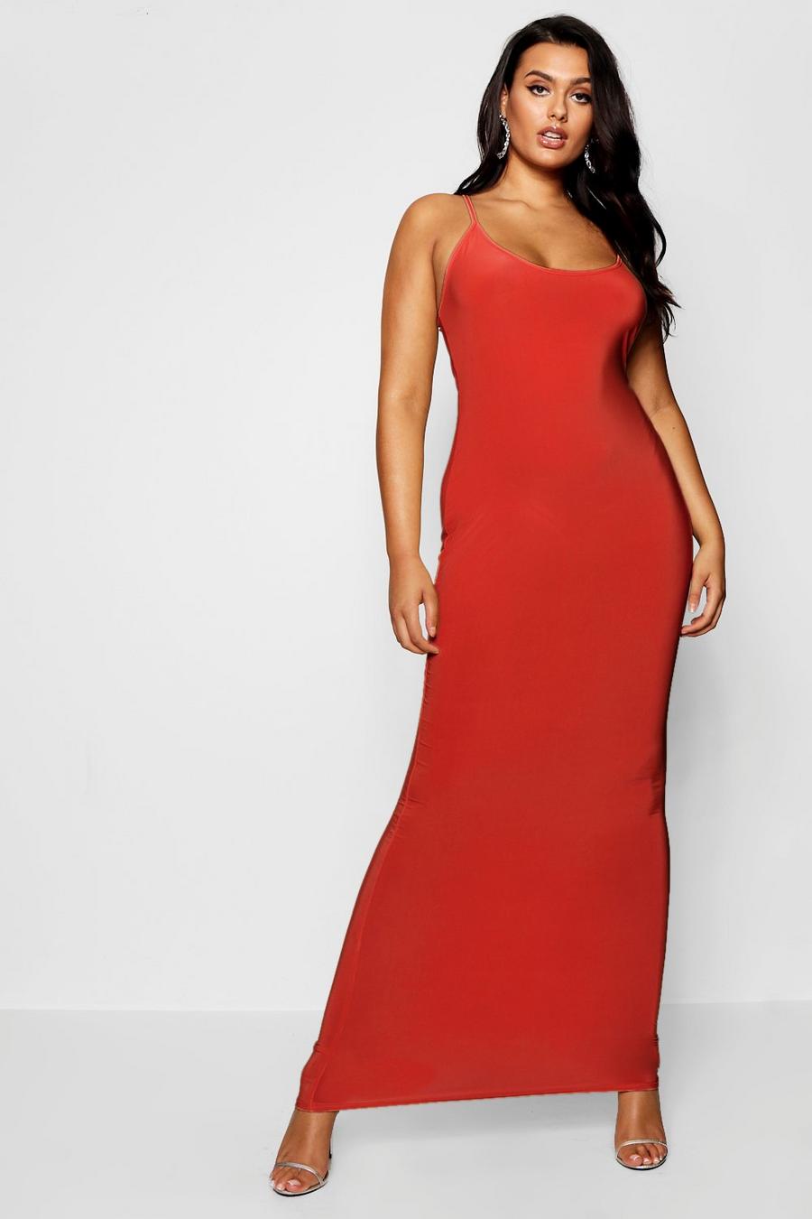 Red Plus Slinky Strappy Maxi Dress image number 1