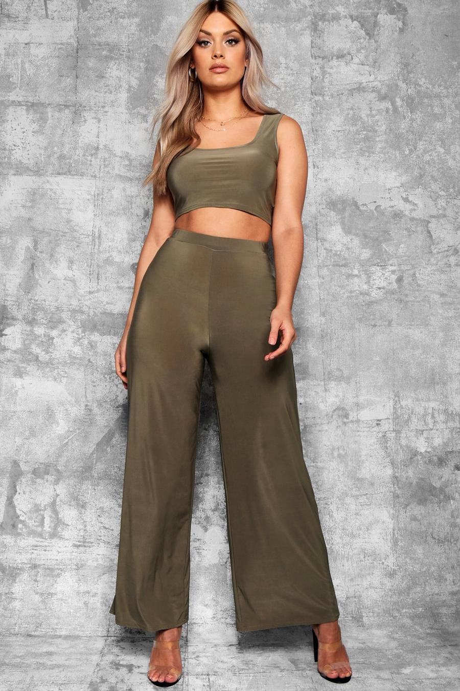 Plus Slinky Wide Leg Trousers image number 1