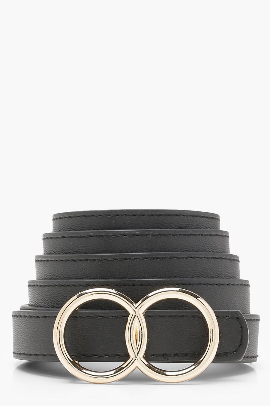 Black svart Plus Double Ring Buckle Belt image number 1