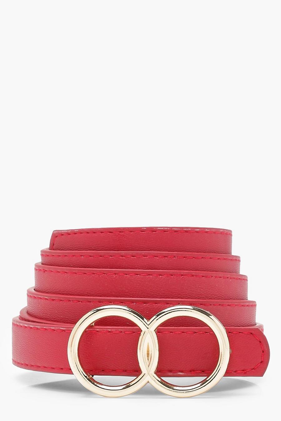 Red Plus Double Ring Buckle Belt image number 1