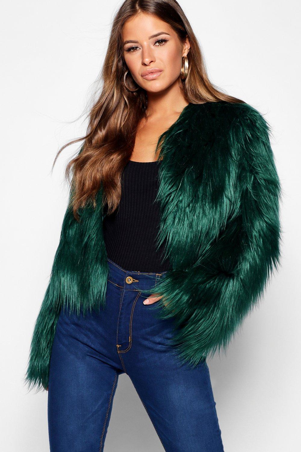 green fur jacket