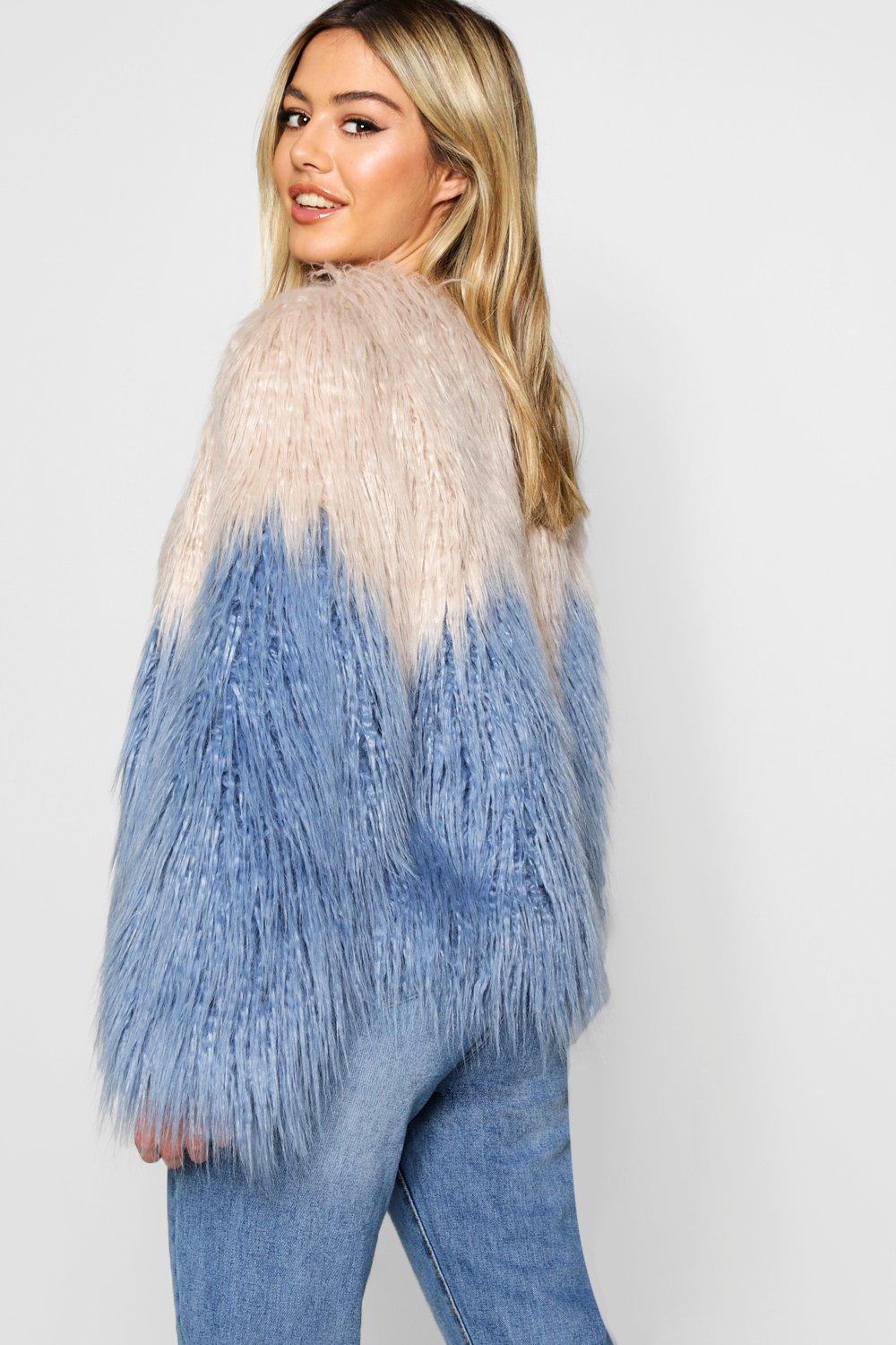 Two tone fur coat sales
