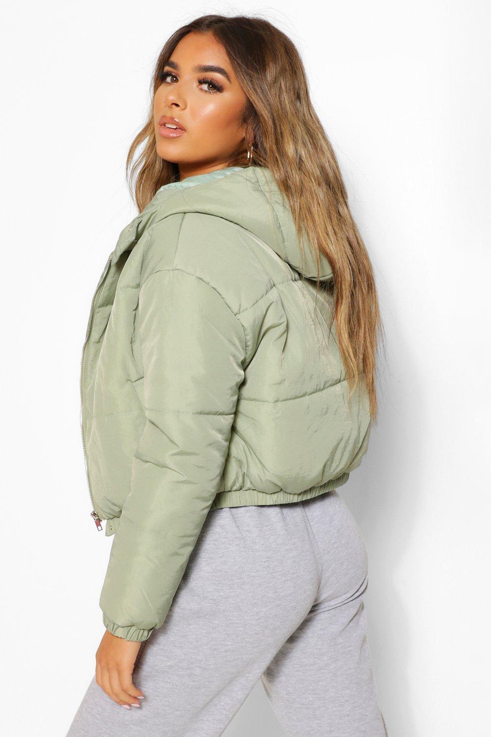 Petite hooded crop store padded coat