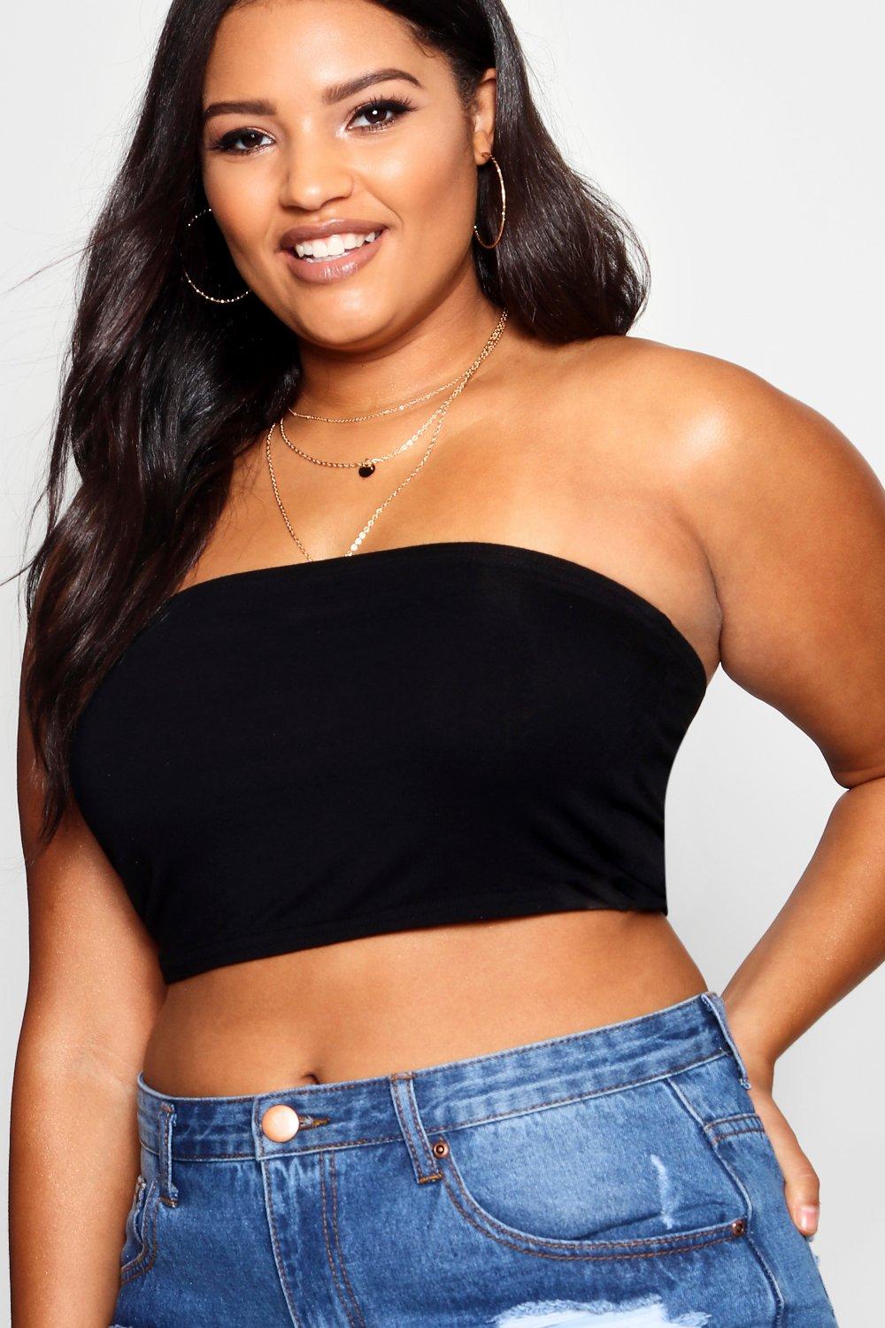 Black Plus Bandeau Top