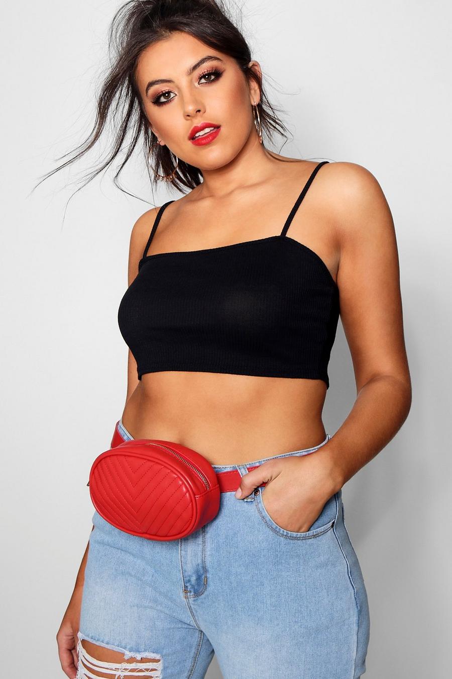 Red Plus Quilted Belted Fanny Pack image number 1