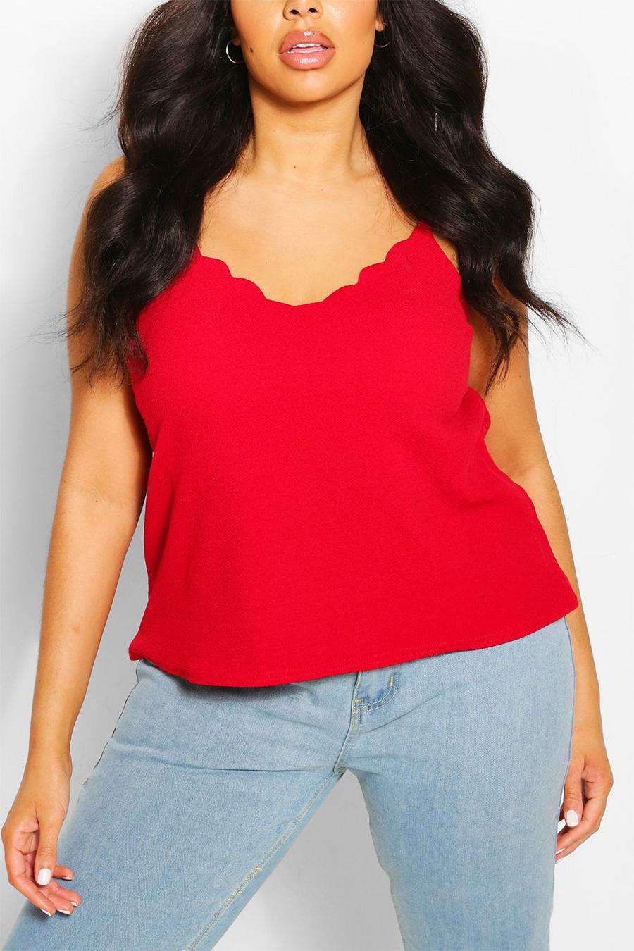 Red Plus Scalloped Cami Top image number 1