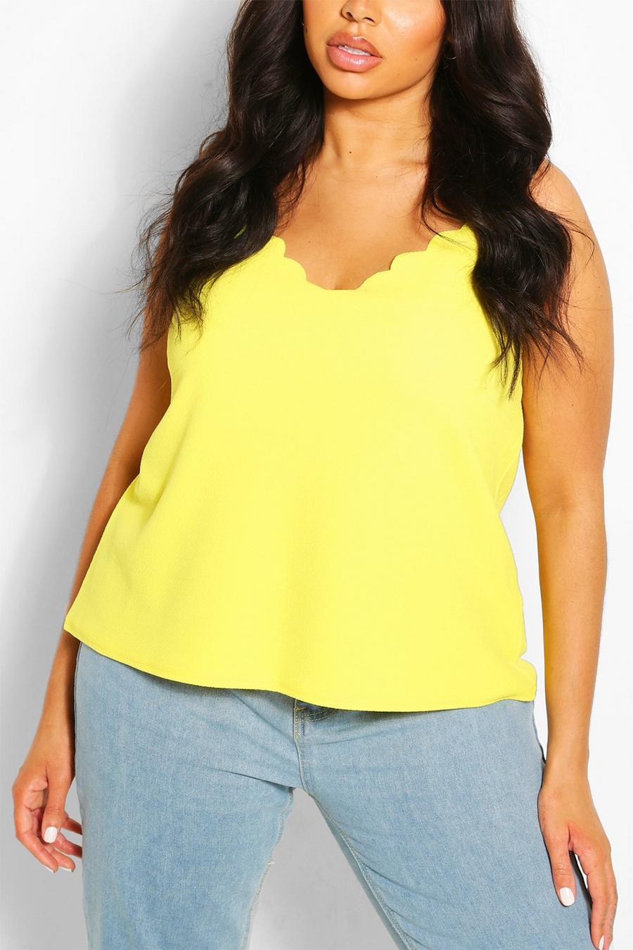 Yellow Plus Scalloped Cami Top image number 1