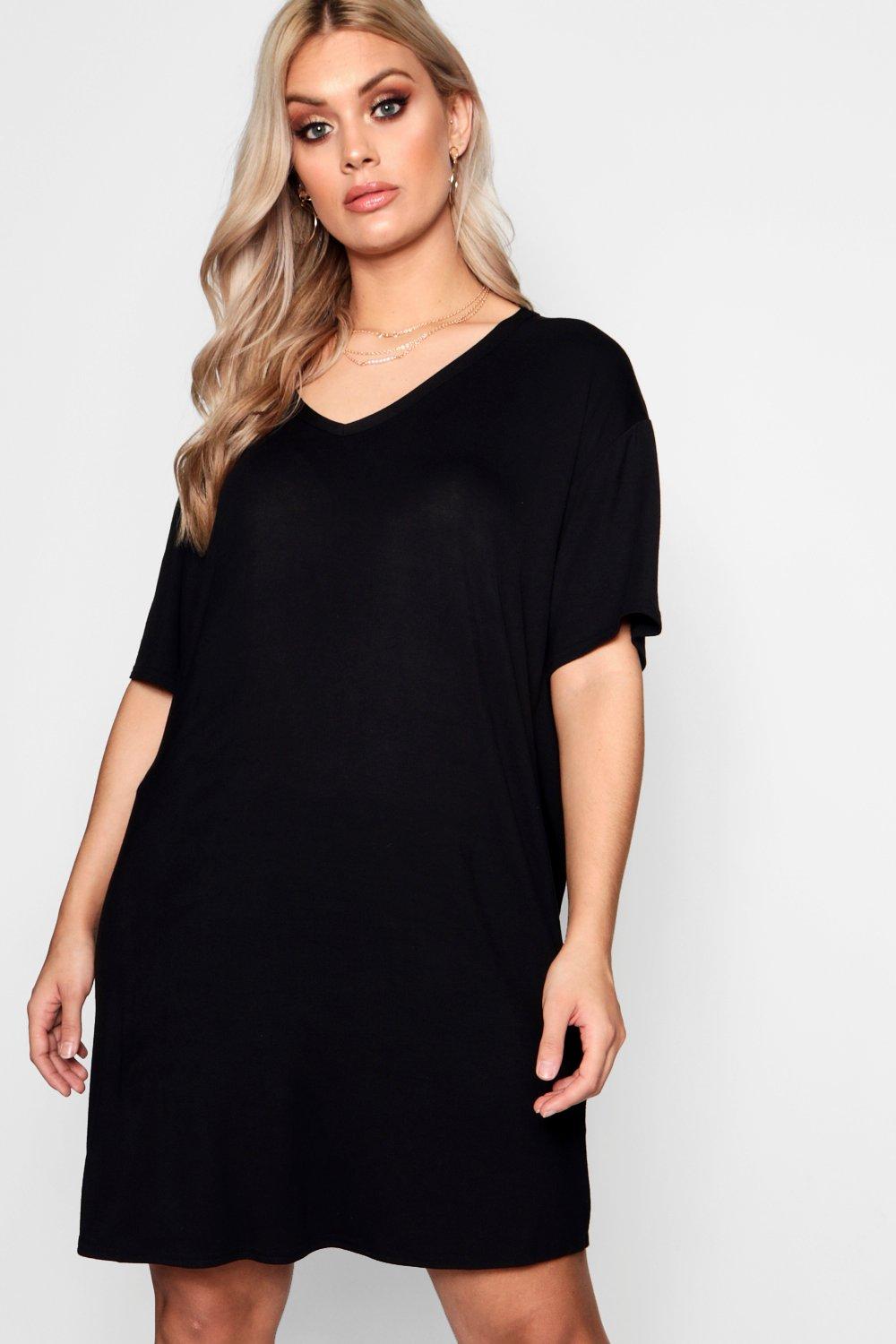 boohoo plus t shirt dress