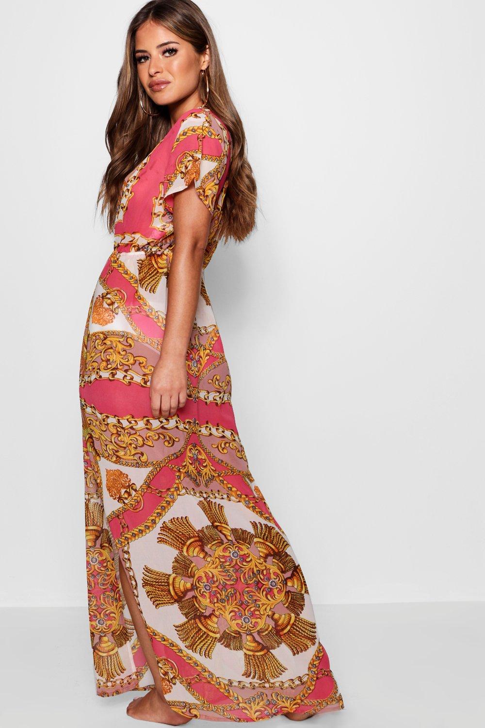 Boohoo scarf clearance print maxi dress