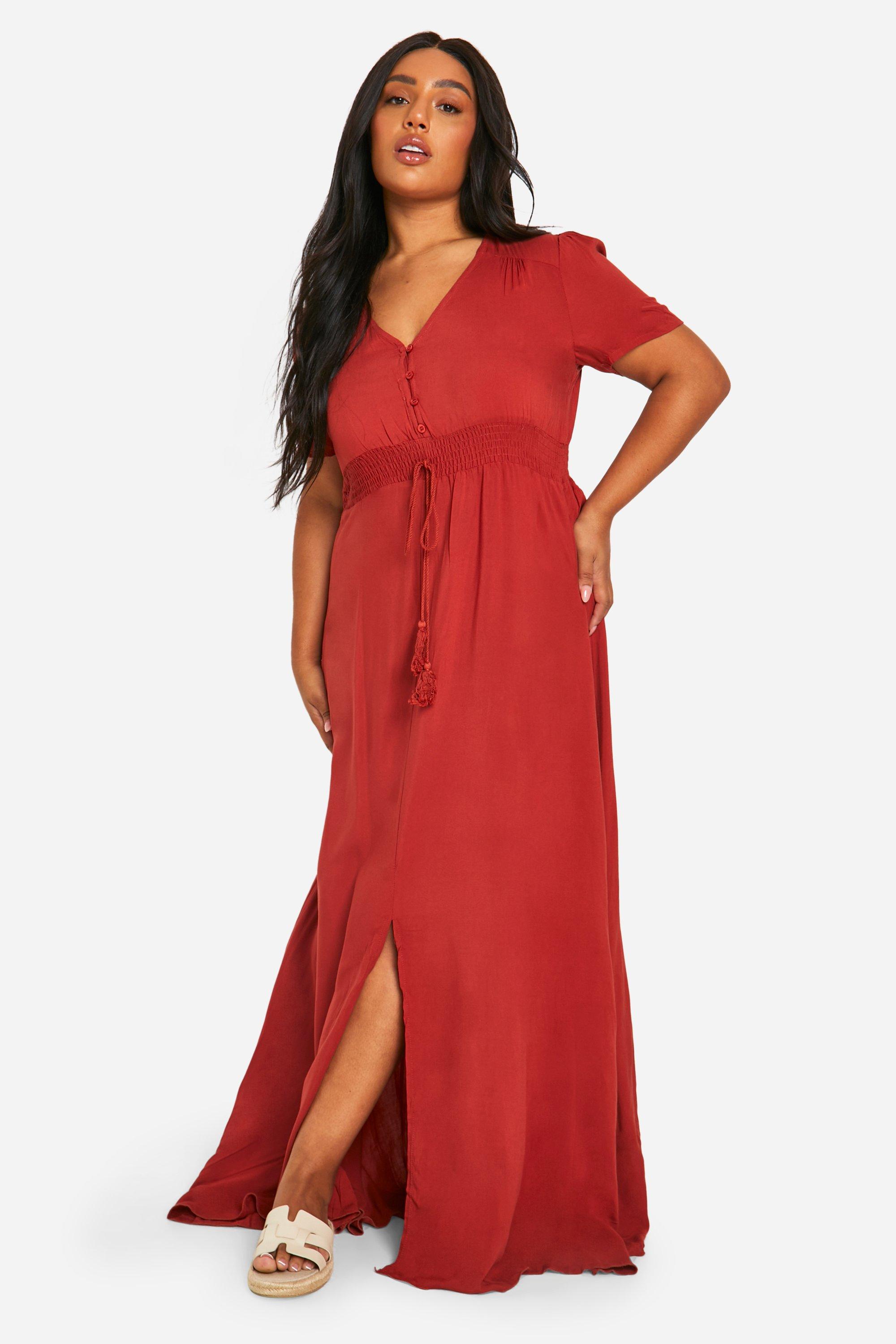 Robe longue 2025 rouge grande taille