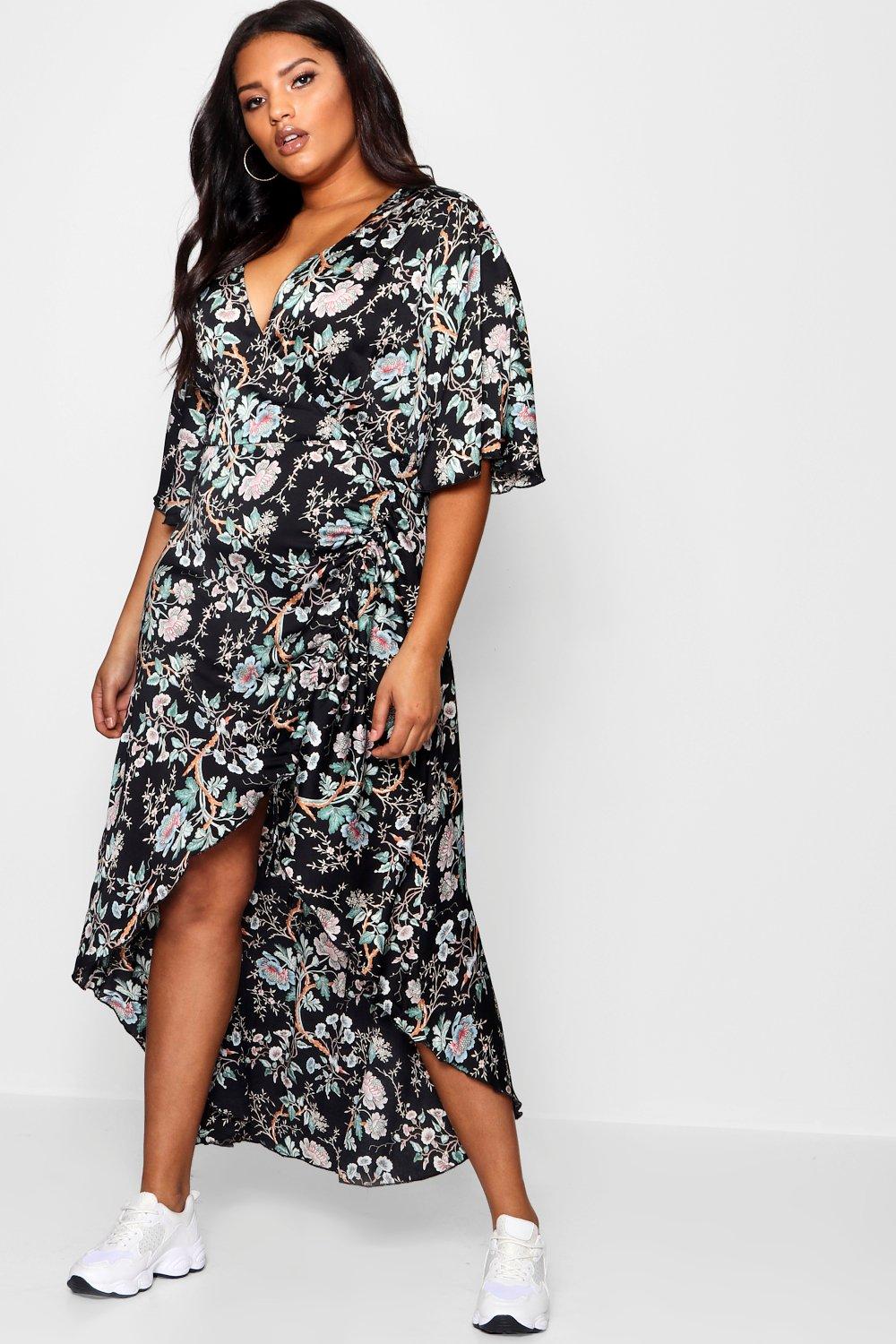boohoo angel sleeve ruched mini dress