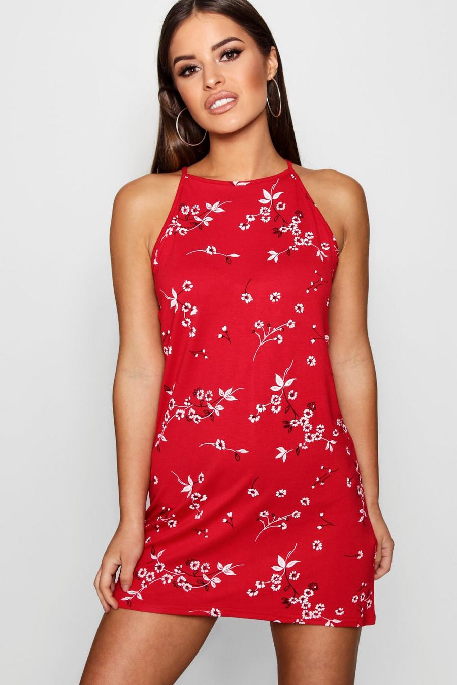 Vestido de corte recto con estampado floral Petite, Rojo image number 1