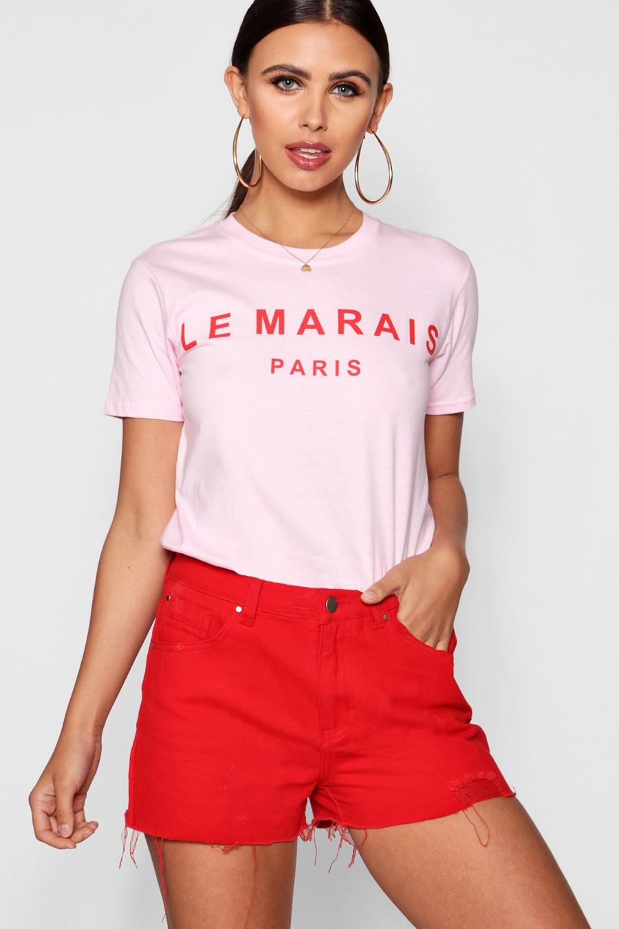 Petite maglietta con scritta Marais Paris image number 1