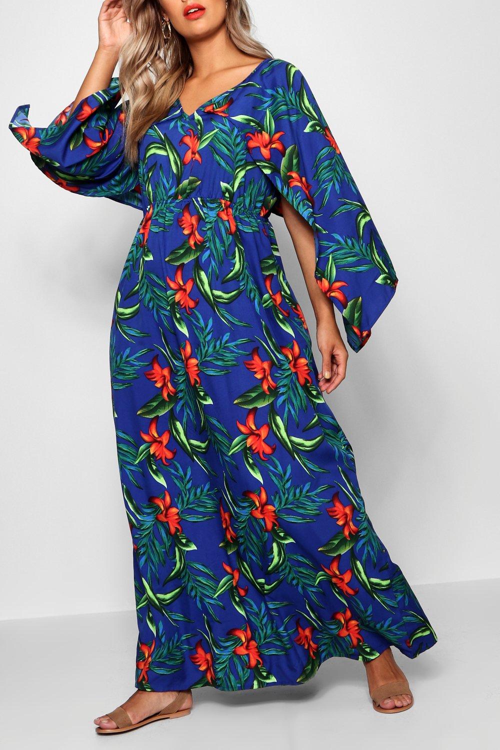 Plus size clearance kimono maxi dress