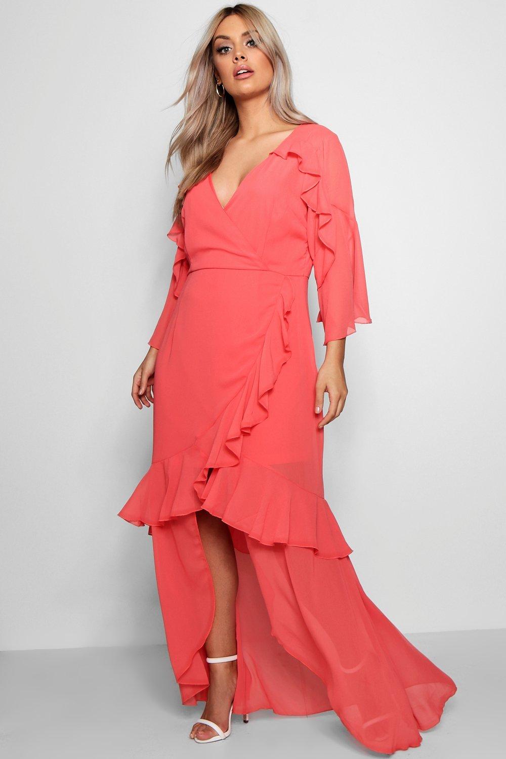 ruffle maxi dress with sleeves