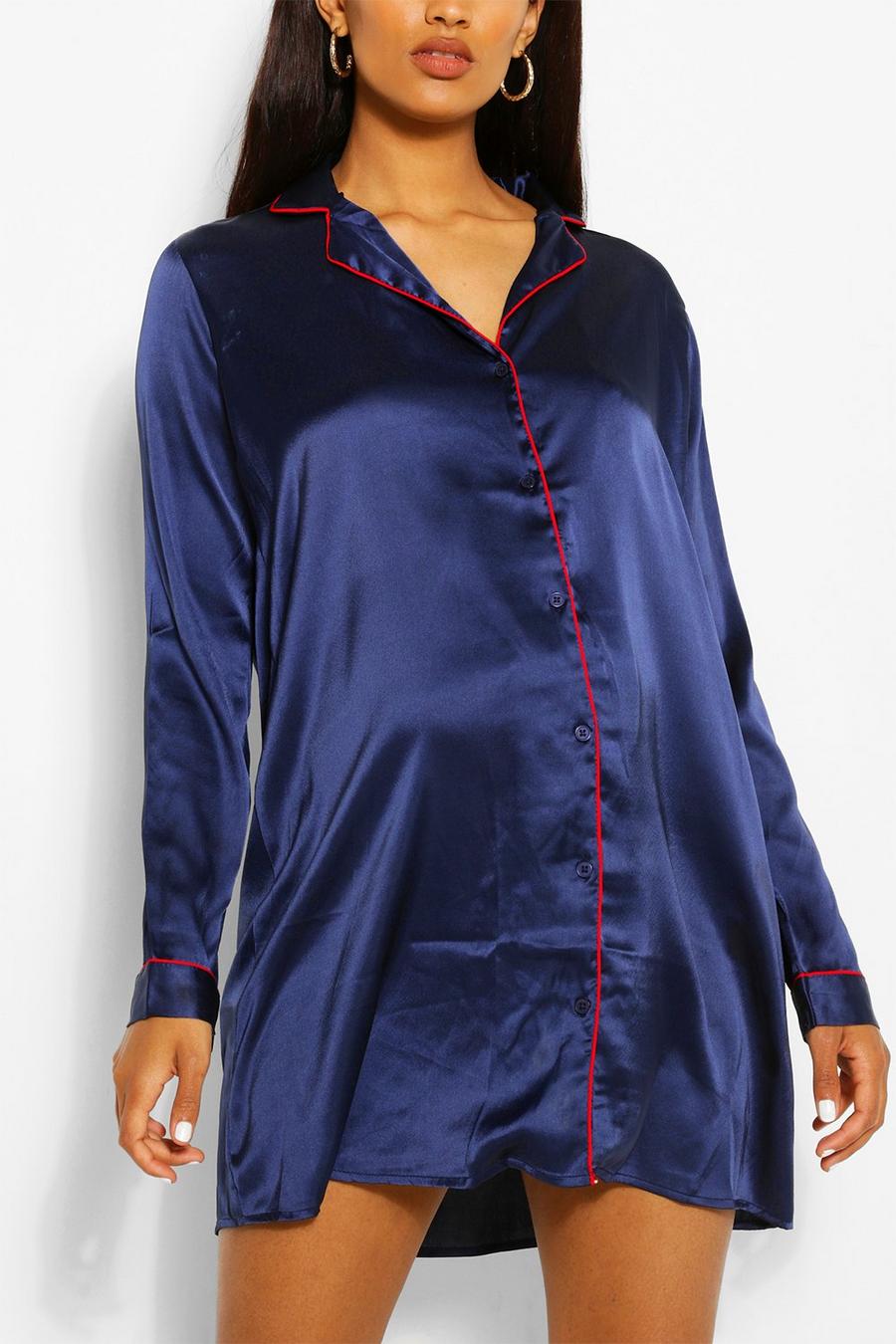 Mammakläder - Nattskjorta i satin med knappar image number 1