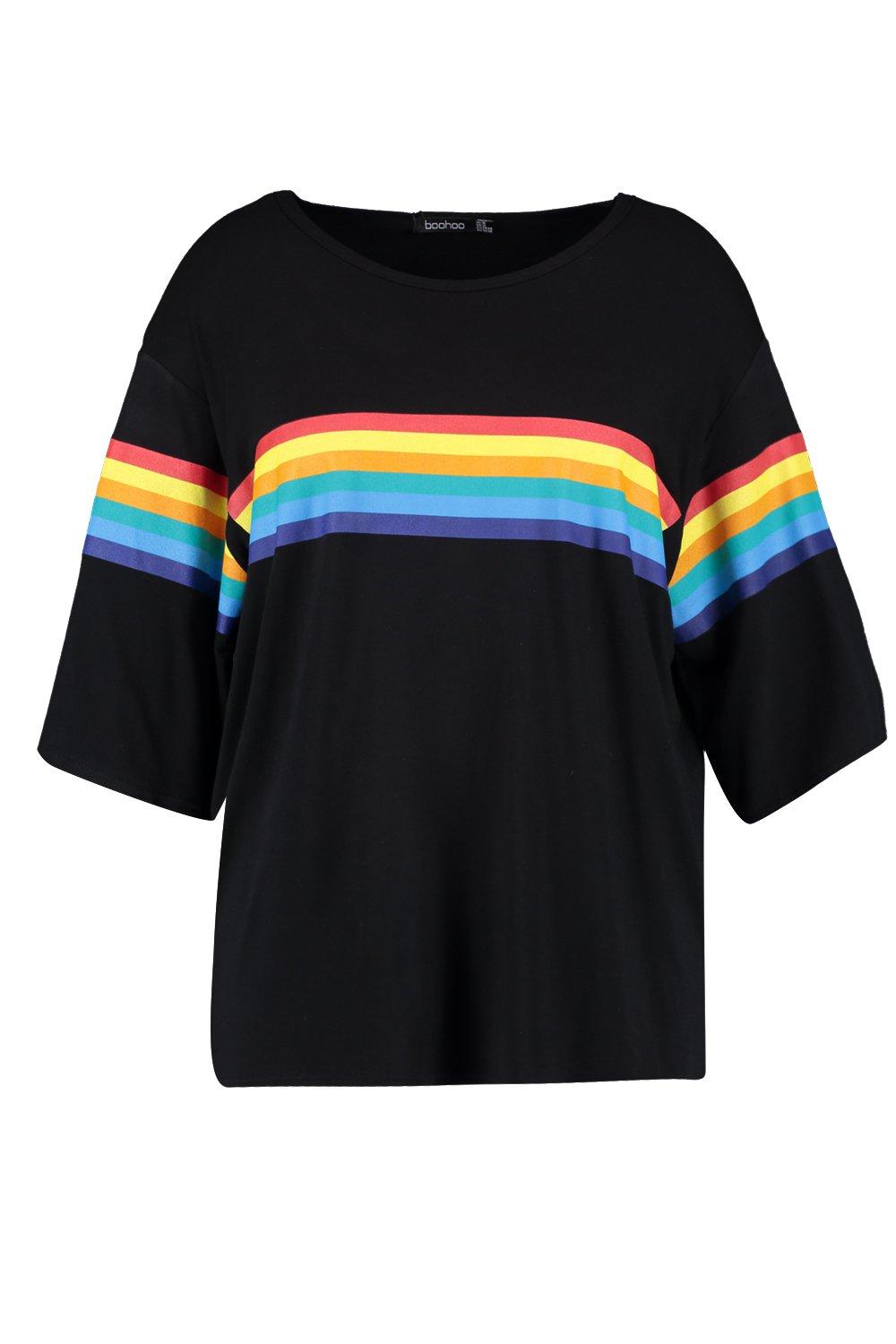 Plus Rainbow Print T Shirt boohoo NO