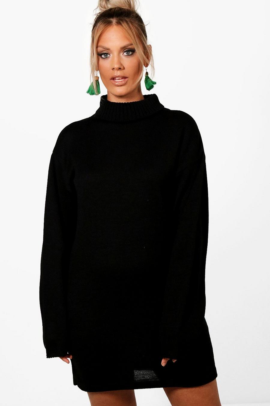 Black Plus Oversized Sweater Dress image number 1