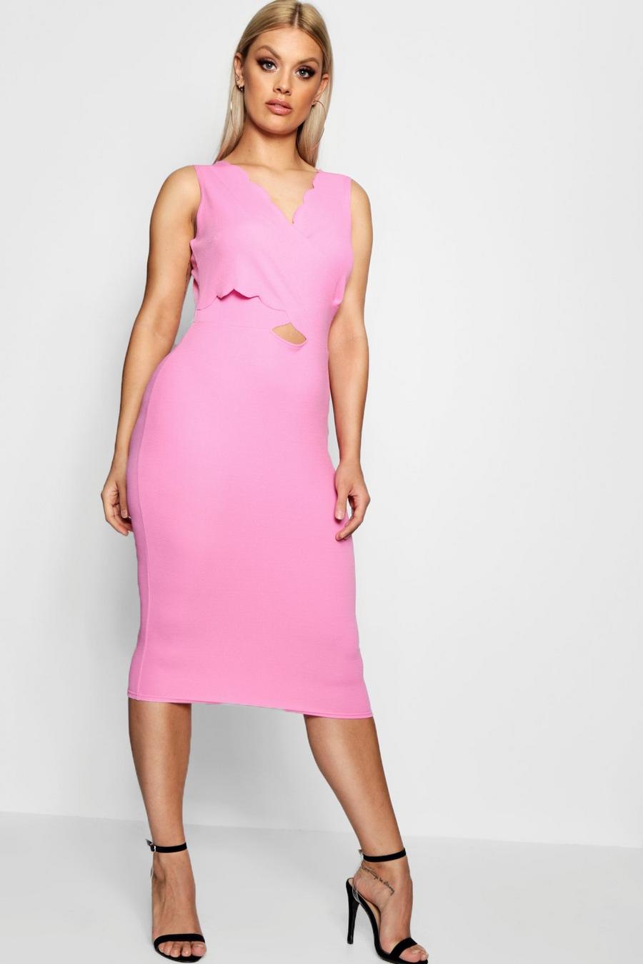 Pink Plus Scallop Cut Out Midi Dress image number 1