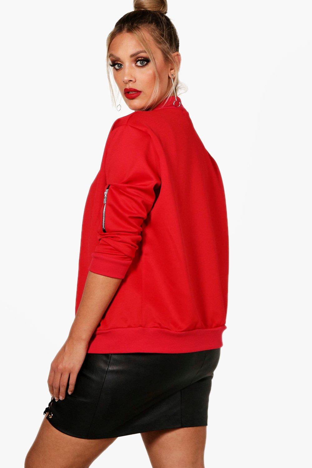 red bomber jacket plus size