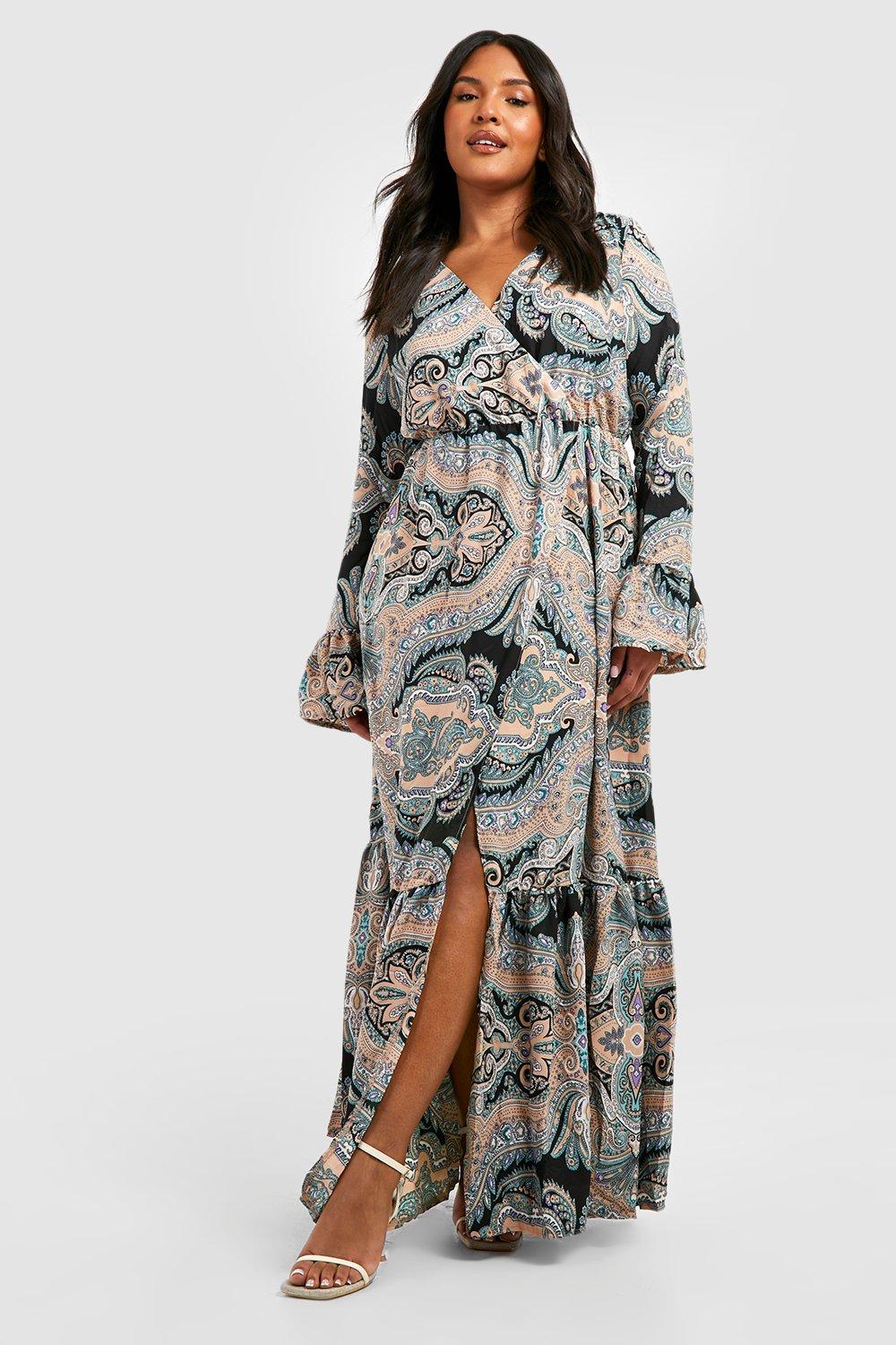 Women's Plus Paisley Wrap Maxi Dress | Boohoo UK